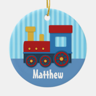 Cute en kleurrijke trein voor jongens keramisch ornament