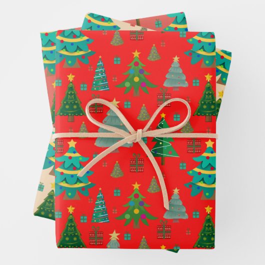 Cute en leuke kerstpatronen inpakpapier vel (In situ)