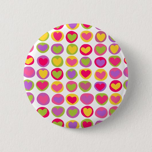 Cute en leuke multikleur valentijnsharten ronde button 5,7 cm (Voorkant)