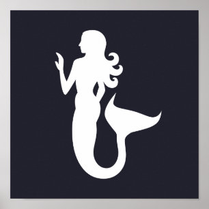 Cute en leuke silhouette van een MERMAID Poster