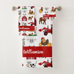 Cute en moderne boerderijdieren patroon Dieren sch Bad Handdoek