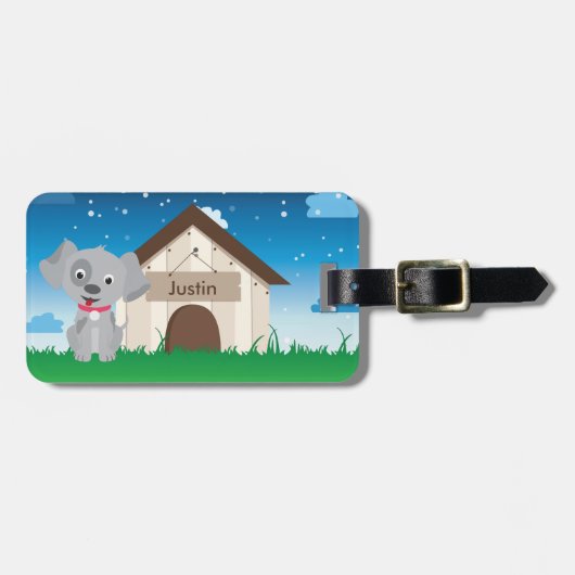 Cute en playful puppy of hond bagagelabel (Voorkant horizontaal)