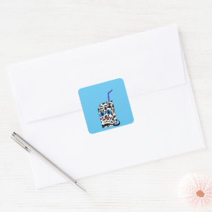 Cute en Quirky: Illustratie melkkatten Vierkante Sticker
