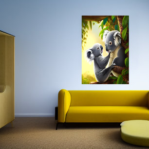 Cute en schattig Koala en kind   AI Art Poster