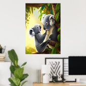 Cute en schattig Koala en kind | AI Art Poster (Thuiskantoor)
