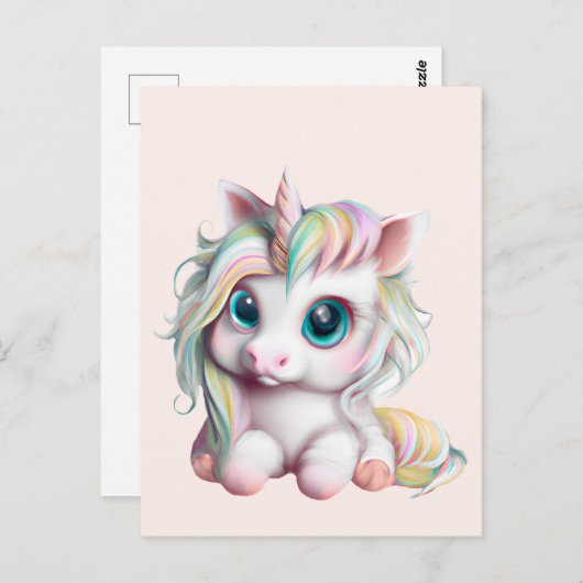Cute en Schattige Baby Unicorn Briefkaart (Voorkant / Achterkant)