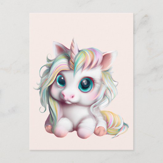 Cute en Schattige Baby Unicorn Briefkaart (Voorkant)