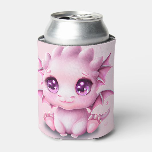 Cute en Schattige Fantasy Pink Baby Chibi Blikjeskoeler (Blikje Voorkant)