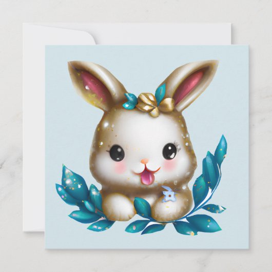Cute en Schattige Kawaii Baby Bunny Feestdagenkaart (Voorkant)