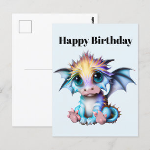 Cute en Schattige Kawaii Baby Dragon Briefkaart
