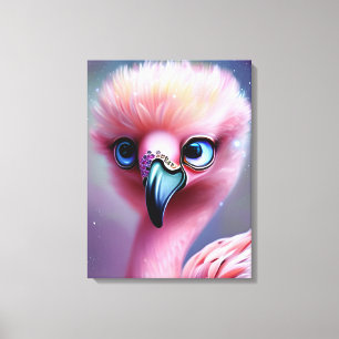 Cute en Schattige Kawaii Baby Flamingo Canvas Afdruk