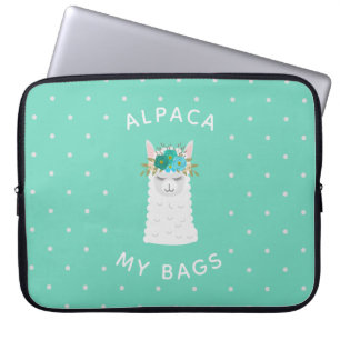 Cute en Trendy Alpaca   Turquoise Laptop Sleeve