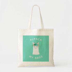 Cute en Trendy Alpaca Turquoise Tote Bag