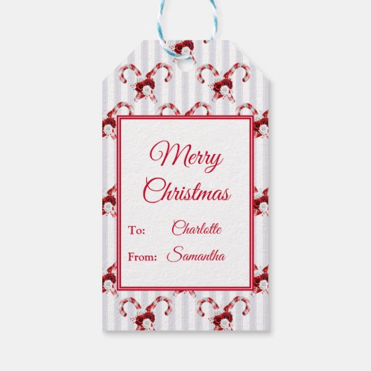 Cute en Whimsical Candy Cane Cadeaulabel (Achterkant)