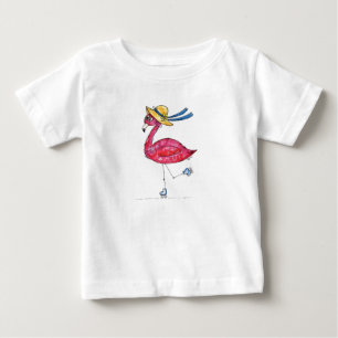 Cute en Whimsical Pink Flamingo on Schaatsen