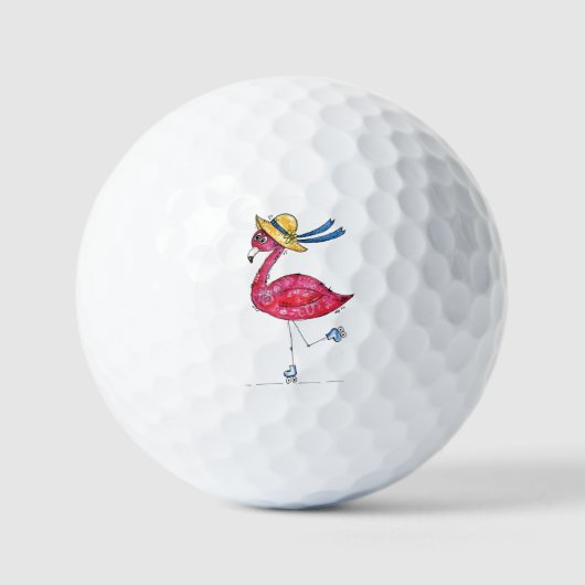 Cute en Whimsical Pink Flamingo on Schaatsen Golfballen (Voorkant)