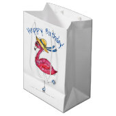 Cute en Whimsical Pink Flamingo on Schaatsen Medium Cadeauzakje (Voorkant Gekanteld)