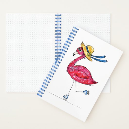 Cute en Whimsical Pink Flamingo on Schaatsen Notitieboek (Binnen)
