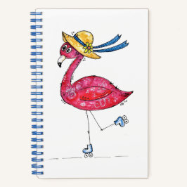 Cute en Whimsical Pink Flamingo on Schaatsen Notitieboek
