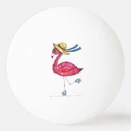 Cute en Whimsical Pink Flamingo on Schaatsen Pingpongballen