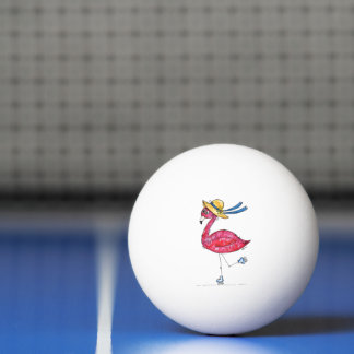 Cute en Whimsical Pink Flamingo on Schaatsen Pingpongballen