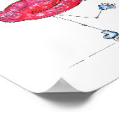 Cute en Whimsical Pink Flamingo on Schaatsen Poster (Hoek)