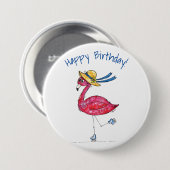Cute en Whimsical Pink Flamingo on Schaatsen Ronde Button 7,6 Cm (Voorkant /achterkant)