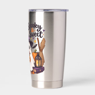 Cute enge en zoete spookkinderentrui geïsoleerde drinkbeker
