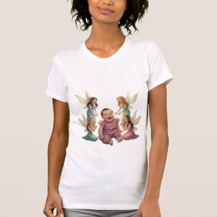 Cute Engel Baby met Feeën Kunst T-Shirt voor Vrouw