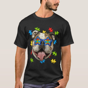 Cute English Bulldog Autism Puzzle Sunglazen Pupp T-shirt