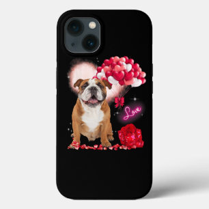 Cute English Bulldog Balloon Heart Valentijnsdag iPhone 13 Hoesje