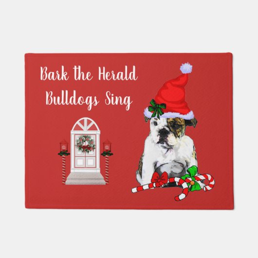 Cute English Bulldog Kerstmis Deurmat (Voorkant)