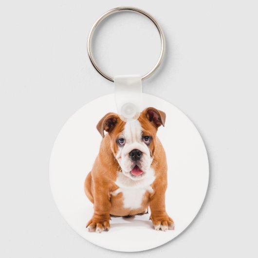 Cute English Bulldog Puppy Sleutelhanger (Voorkant)