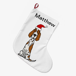Cute English Setter Puppy Dog Kerstmis Grote Kerstsok