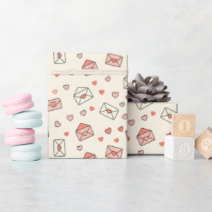 Cute Envelopes & Hearts Naadloze Valentijn Cadeaupapier