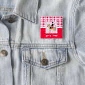 Cute Equestrian Girl. Vierkante Button 5,1 Cm (In situ)