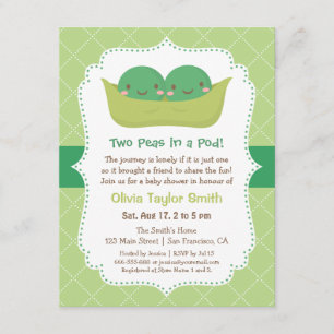 Cute erwten in een pod Twin Baby Shower Invitting Kaart