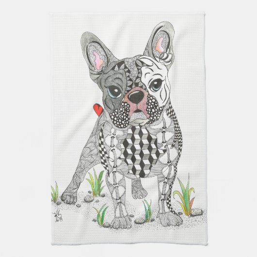 Cute et adorable serviette de cuisine pour Bulldog (Vertical)