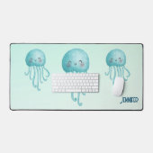 Cute et amusante méduse bleu-vert (Clavier et souris)