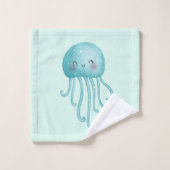 Cute et amusante Motif de méduse bleu-vert (Gant de toilette)