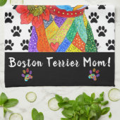 Cute et coloré Boston Terrier Maman Serviette de c (Plié)
