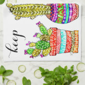 Cute et coloré Cactus Serviette de cuisine (Plié)
