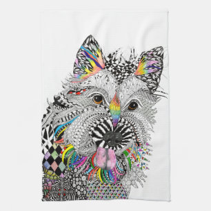 Cute et coloré Cairn Terrier Serviette de cuisine