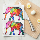 Cute et coloré Eléphant serviette de cuisine (Quart Plié)