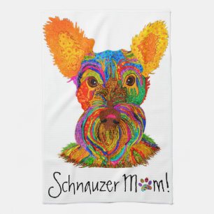 Cute et coloré Schnauzer Maman Serviette de cuisin