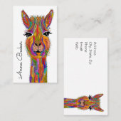 Cute et colorée Carte de visite Llama (Devant / Derrière)
