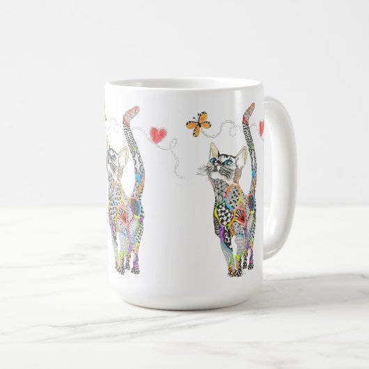 Cute et colorée chatte Mug (Devant droit)