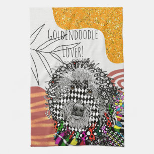 Cute et colorée Goldendoodle serviette de cuisine