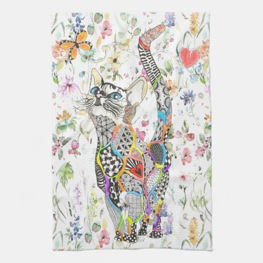 Cute et Colorful Chat serviette de cuisine (Vertical)