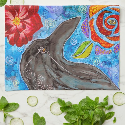 Cute et drôle Bickering Crows Serviette de cuisine (Plié)